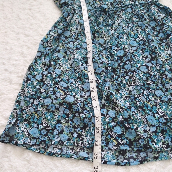 LOFT Blue Floral Tie Waist Sleeveless Dress- Size M - Picture 7 of 7